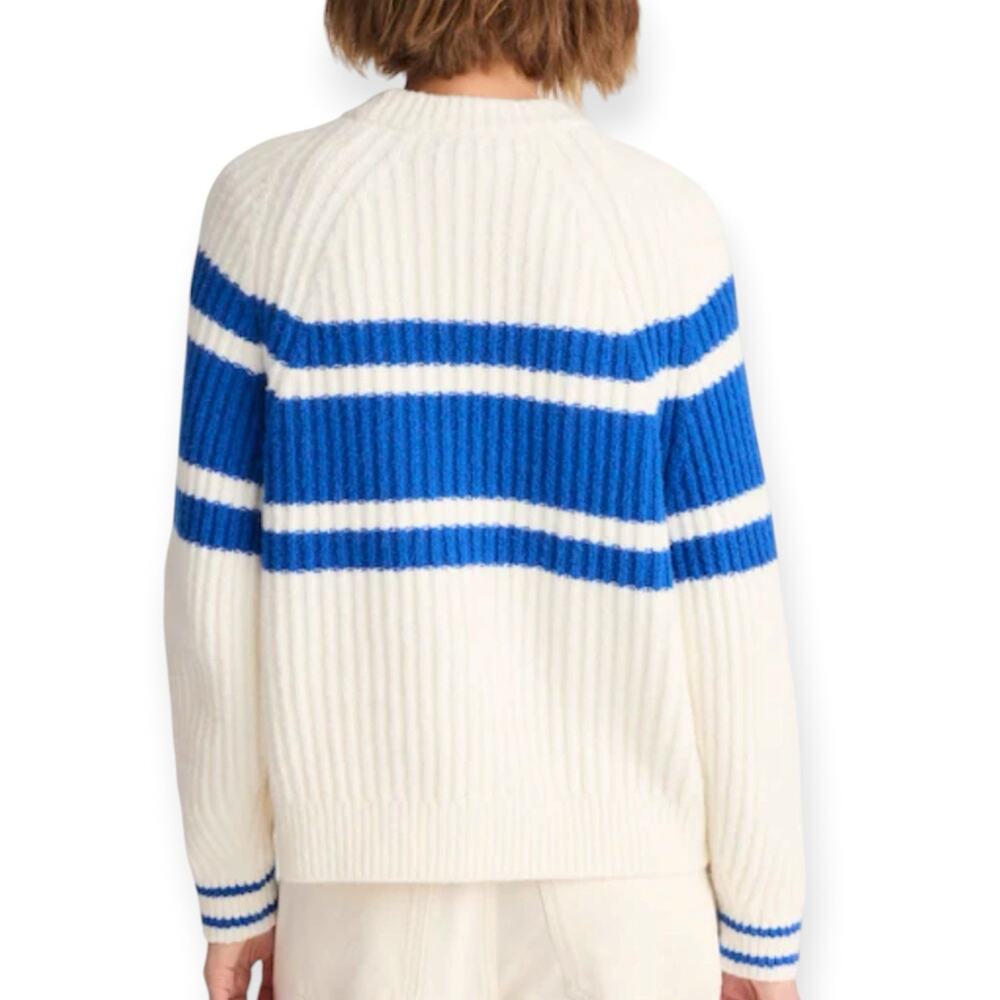 NWT Madewell Raglan Sleeve Striped Sweater Size Medium Blue White - Picture 3 of 9